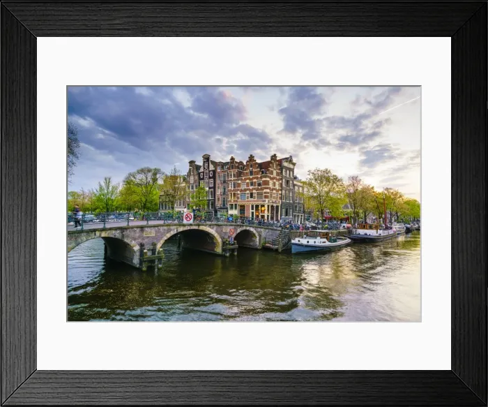 Framed Print : Traditional Dutch gabled houses and canal, Amsterdam, Netherlands, Europe Framed Print : Traditional Dutch gabled houses and canal, Amsterdam, Netherlands, Europe