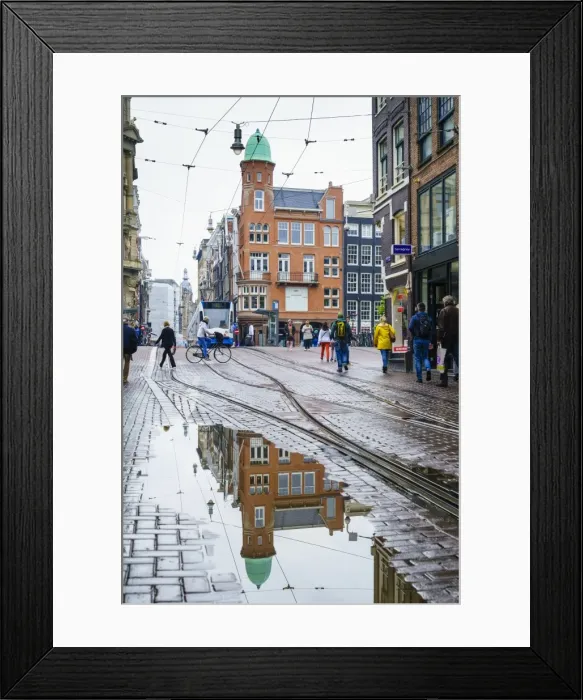 Framed Print : Reflections on a rainy day, Amsterdam, Netherlands, Europe Framed Print : Reflections on a rainy day, Amsterdam, Netherlands, Europe