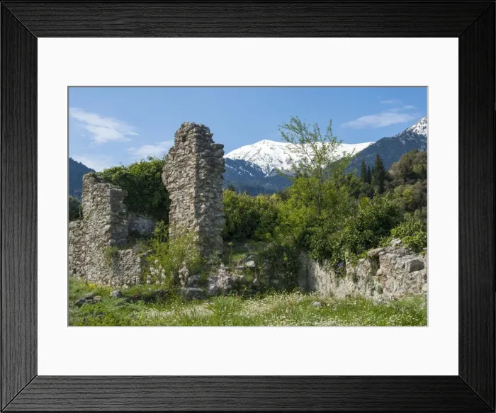 Framed Print : The ancient ruins of Mystras, UNESCO World Heritage Site, and the snow covered Taygetos Framed Print : The ancient ruins of Mystras, UNESCO World Heritage Site, and the snow covered Taygetos