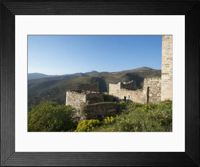 Framed Print : The ancient towers of Vathia among wild spring flowers on the Mani Peninsula in the Peloponnese Framed Print : The ancient towers of Vathia among wild spring flowers on the Mani Peninsula in the Peloponnese