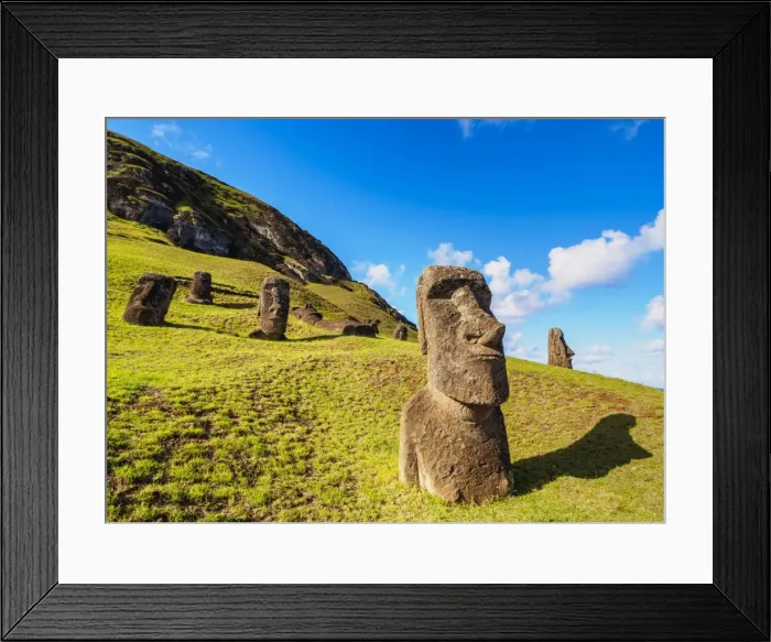 Framed Print : Moais at the quarry on the slope of the Rano Raraku Volcano, Rapa Nui National Park Framed Print : Moais at the quarry on the slope of the Rano Raraku Volcano, Rapa Nui National Park