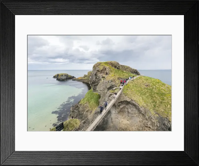 Framed Print : View of the Carrick a Rede Rope Bridge, Ballintoy, Ballycastle, County Antrim, Ulster Framed Print : View of the Carrick a Rede Rope Bridge, Ballintoy, Ballycastle, County Antrim, Ulster