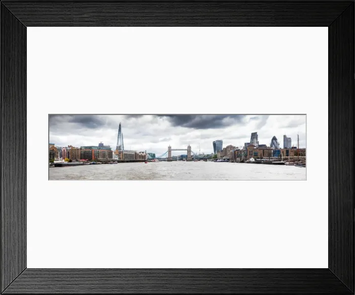 Framed Print : Panorama of London seen from River Thames with the Shard, Tower Bridge and the city