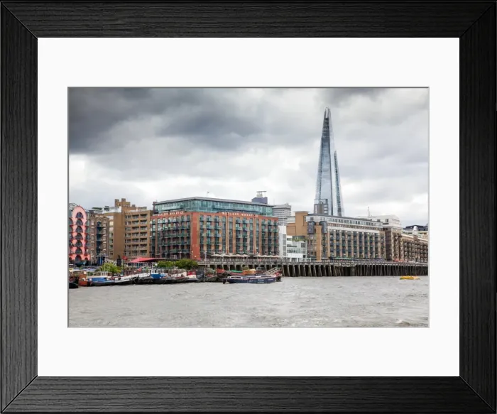 Framed Print : Butlers Wharf and the Shard seen from the River Thames, London, England, United Kingdom Framed Print : Butlers Wharf and the Shard seen from the River Thames, London, England, United Kingdom