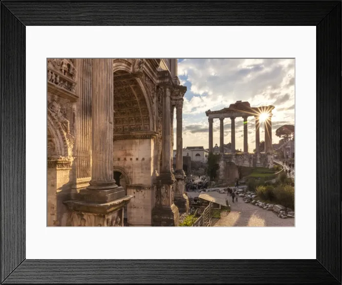 Framed Print : The Arch of Septimius Severus and The Temple of Saturn in the Roman Forum, UNESCO Framed Print : The Arch of Septimius Severus and The Temple of Saturn in the Roman Forum, UNESCO