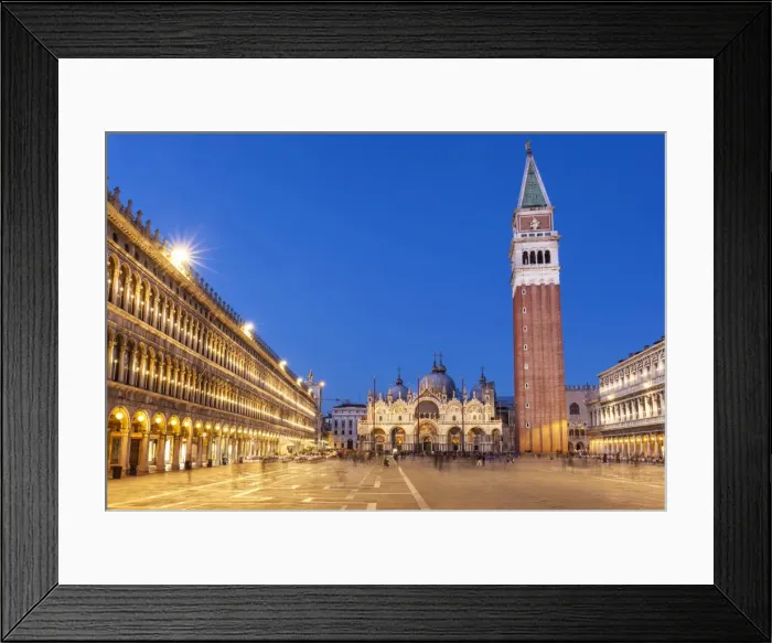 Framed Print : Campanile tower, Piazza San Marco (St. Marks Square) and Basilica di San Marco, at night Framed Print : Campanile tower, Piazza San Marco (St. Marks Square) and Basilica di San Marco, at night