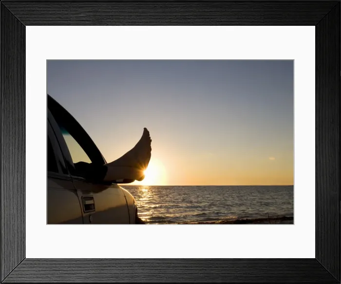 Framed Print : Mans feet at sunset Framed Print : Mans feet at sunset