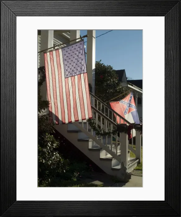Framed Print : U. S. National and Mississippi State flags Framed Print : U. S. National and Mississippi State flags
