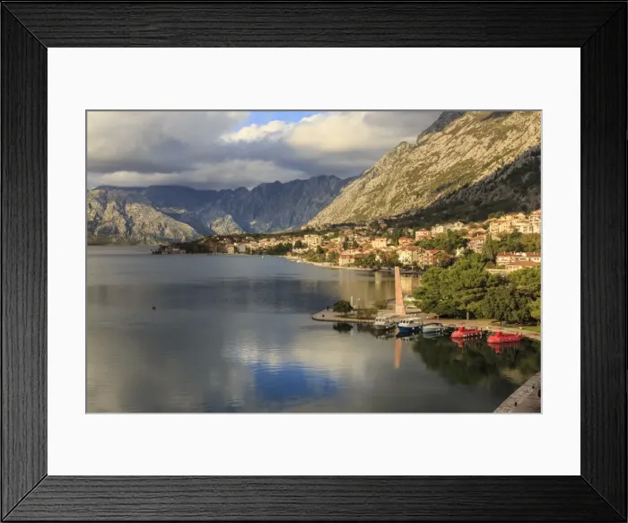 Framed Print : Afternoon reflections, stunningly beautiful Bay of Kotor (Boka Kotorska), Kotor Framed Print : Afternoon reflections, stunningly beautiful Bay of Kotor (Boka Kotorska), Kotor
