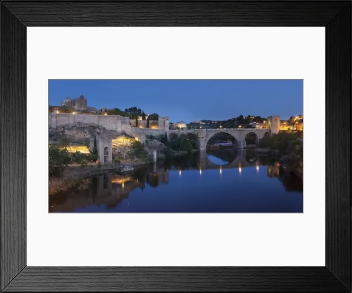Framed Print : Puente de San Martin Bridge and San Juan des los Reyes Monastery reflected in the Tajo River Framed Print : Puente de San Martin Bridge and San Juan des los Reyes Monastery reflected in the Tajo River