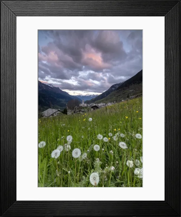 Framed Print : Clouds at dawn on the alpine village of Soglio, Maloja, Bregaglia Valley, Engadine Framed Print : Clouds at dawn on the alpine village of Soglio, Maloja, Bregaglia Valley, Engadine