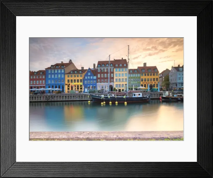 Framed Print : Sunrise on the colourful facades along the harbour in the district of Nyhavn, Copenhagen Framed Print : Sunrise on the colourful facades along the harbour in the district of Nyhavn, Copenhagen