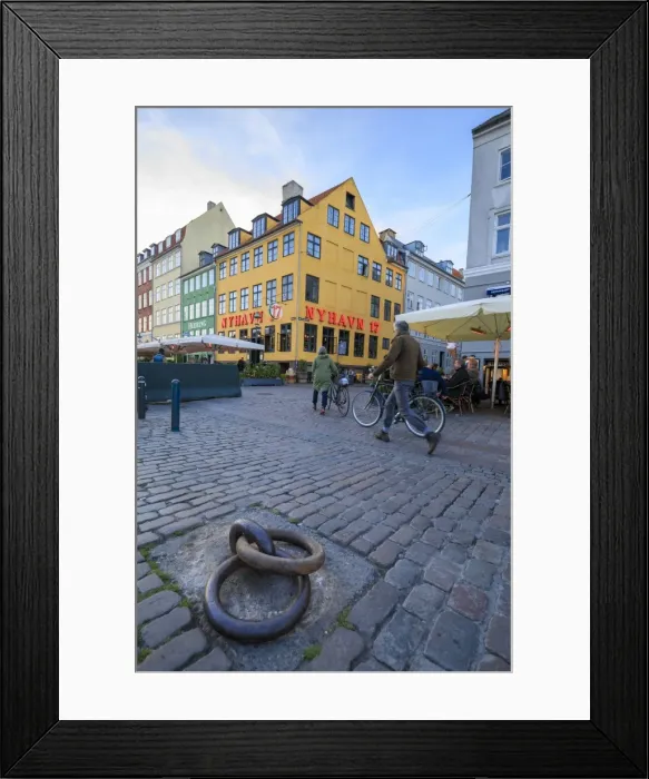 Framed Print : People walk in the pedestrian roads of the entertainment district of Nyhavn, Copenhagen Framed Print : People walk in the pedestrian roads of the entertainment district of Nyhavn, Copenhagen