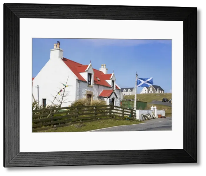 Framed Print : House with Saltire Flag, Isle of Eriskay, Outer Hebrides, Scotland, United Kingdom Framed Print : House with Saltire Flag, Isle of Eriskay, Outer Hebrides, Scotland, United Kingdom