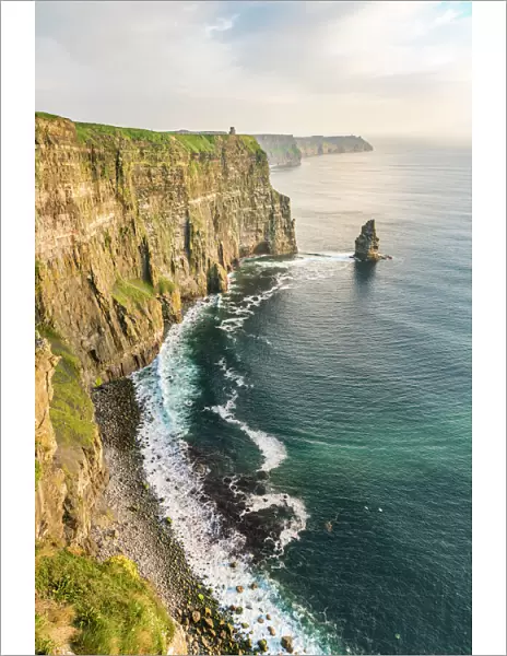 Breanan Mor and O Briens tower, Cliffs of Moher, Liscannor, County Clare, Munster province