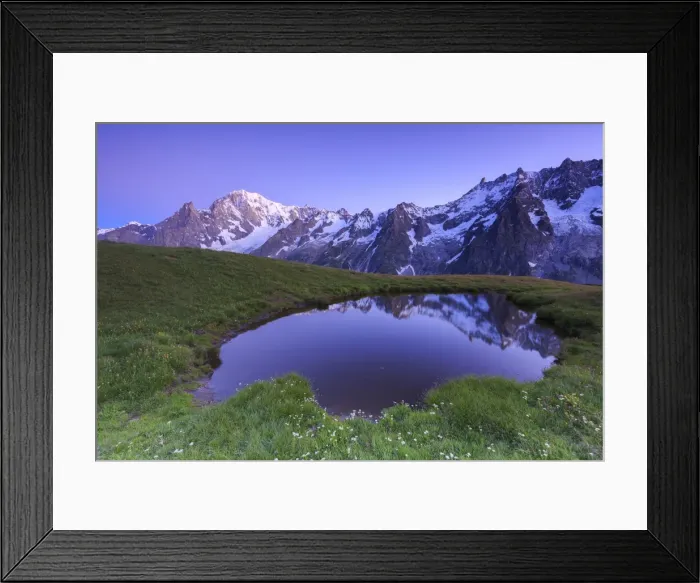 Framed Print : Twilight illuminates Mont Blanc, Mont de la Saxe, Ferret Valley, Courmayeur, Aosta Valley Framed Print : Twilight illuminates Mont Blanc, Mont de la Saxe, Ferret Valley, Courmayeur, Aosta Valley