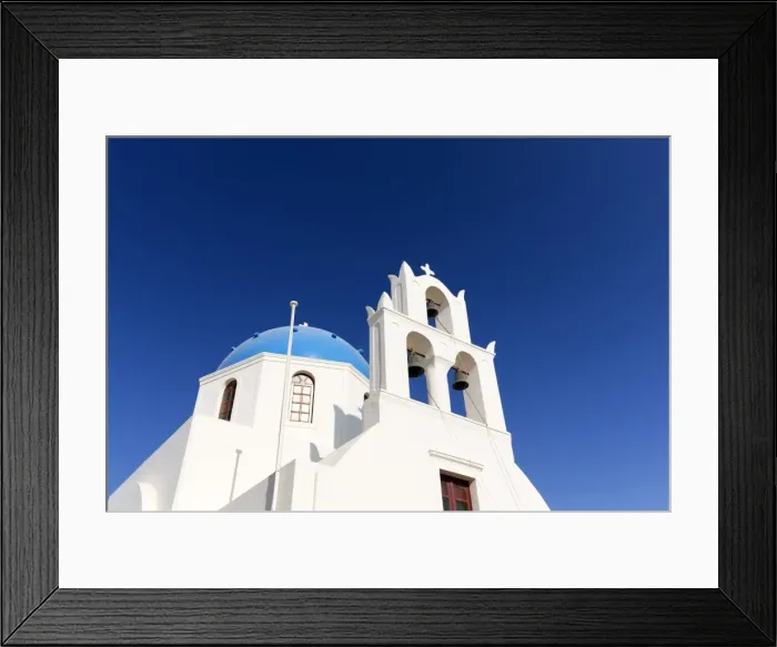Framed Print : Classic Greek Orthodox church with blue dome, Oia, Santorini, Cyclades, Greek Islands Framed Print : Classic Greek Orthodox church with blue dome, Oia, Santorini, Cyclades, Greek Islands