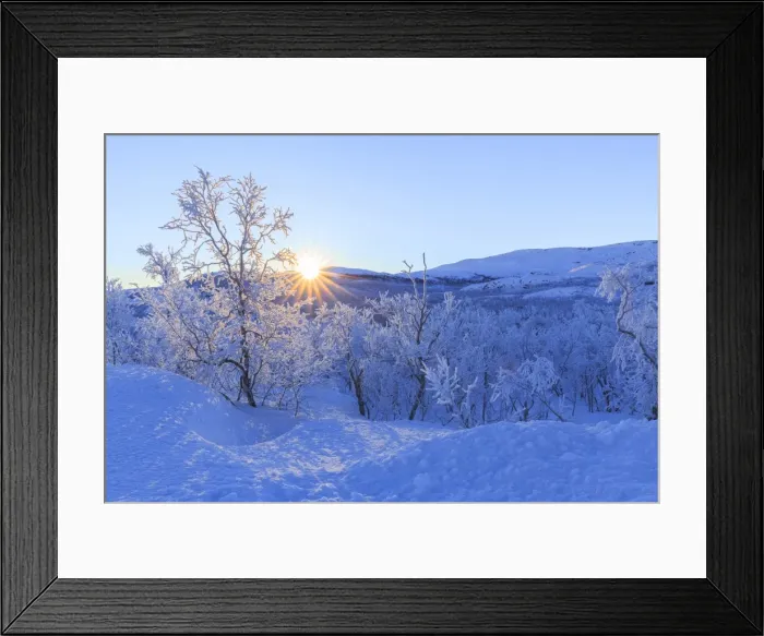 Framed Print : The sun rises from the peaks on the border of Sweden and Norway, Riskgransen, Norbottens Ian Framed Print : The sun rises from the peaks on the border of Sweden and Norway, Riskgransen, Norbottens Ian