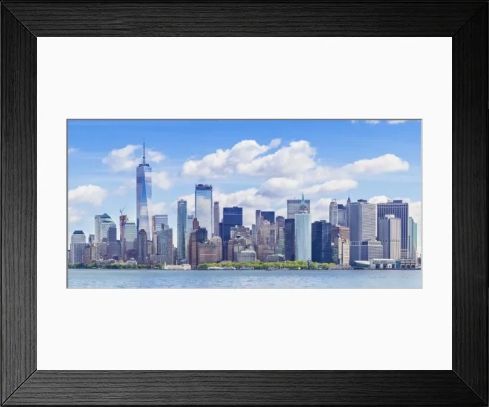 Framed Print : Lower Manhattan skyline, panorama, New York skyline, One World Trade Center tower Framed Print : Lower Manhattan skyline, panorama, New York skyline, One World Trade Center tower