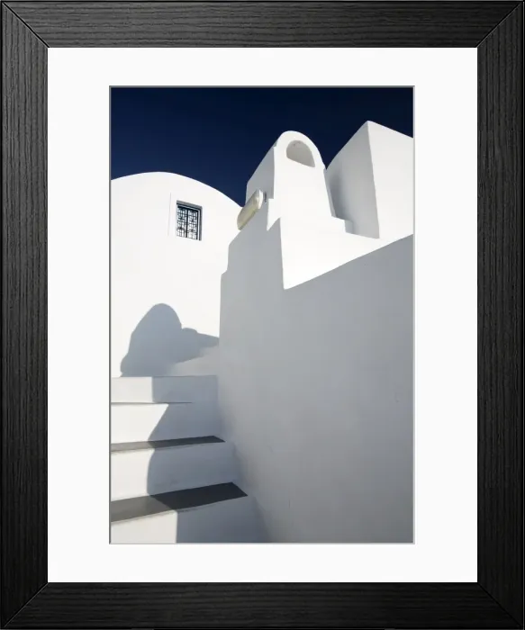 Framed Print : Whitewashed buildings against blue sky, Imerovigli, Santorini, Cyclades, Greek Islands