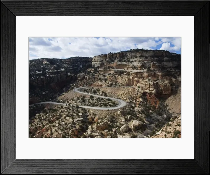 Framed Print : Winding mountain road in plateau and canyon country Framed Print : Winding mountain road in plateau and canyon country