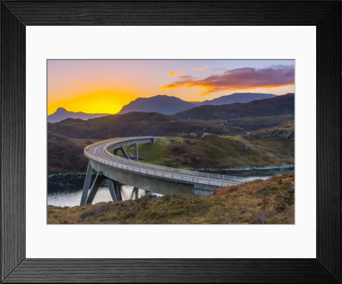 Framed Print : Loch a Chairn Bhain, Kylesku, Kylesku Bridge, landmark on the North Coast 500 Tourist Route Framed Print : Loch a Chairn Bhain, Kylesku, Kylesku Bridge, landmark on the North Coast 500 Tourist Route