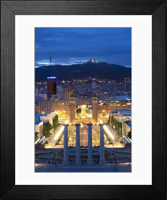 Framed Print : View at twilight from the steps to the Palau Nacional on Montjuic Hill over Barcelona Framed Print : View at twilight from the steps to the Palau Nacional on Montjuic Hill over Barcelona