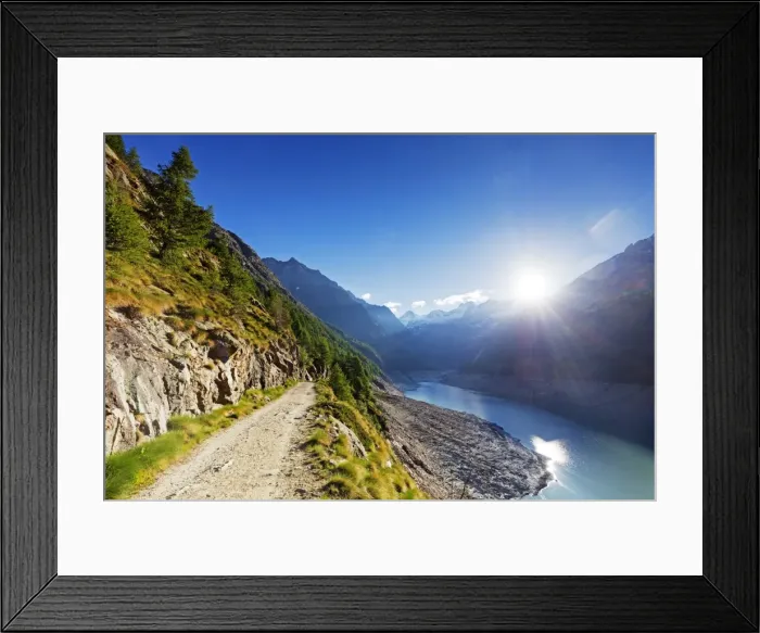 Framed Print : Lake Place Moulin glacial reservoir, Aosta Valley, Italian Alps, Italy, Europe Framed Print : Lake Place Moulin glacial reservoir, Aosta Valley, Italian Alps, Italy, Europe