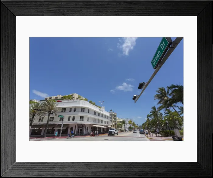 Framed Print : Wide view of Ocean Drive and Art Deco architecture, Miami Beach, Miami, Florida Framed Print : Wide view of Ocean Drive and Art Deco architecture, Miami Beach, Miami, Florida