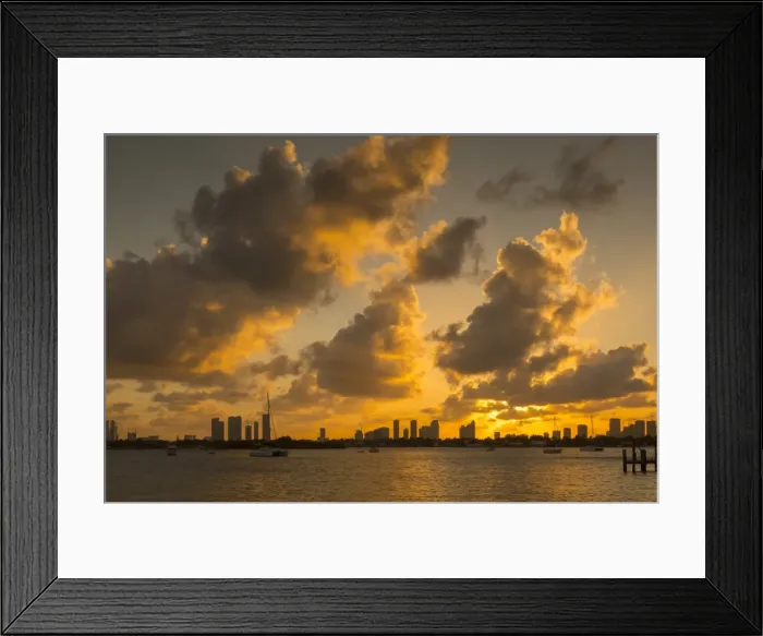 Framed Print : View of Downtown from South Beach at sunset, Miami Beach, Miami, Florida, United States of America Framed Print : View of Downtown from South Beach at sunset, Miami Beach, Miami, Florida, United States of America