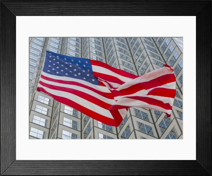 Framed Print : American flag set against skyscraper building windows in Downtown Miami, Miami, Florida Framed Print : American flag set against skyscraper building windows in Downtown Miami, Miami, Florida