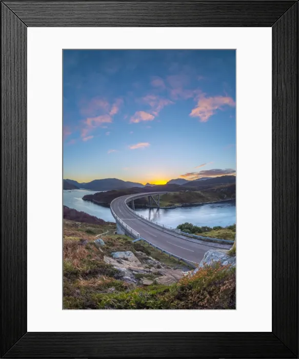 Framed Print : Loch a Chairn Bhain, Kylesku, Kylesku Bridge, a landmark on the North Coast 500 Tourist Route Framed Print : Loch a Chairn Bhain, Kylesku, Kylesku Bridge, a landmark on the North Coast 500 Tourist Route