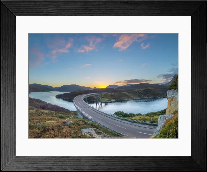 Framed Print : Loch a Chairn Bhain, Kylesku, Kylesku Bridge, landmark on the North Coast 500 Tourist Route Framed Print : Loch a Chairn Bhain, Kylesku, Kylesku Bridge, landmark on the North Coast 500 Tourist Route