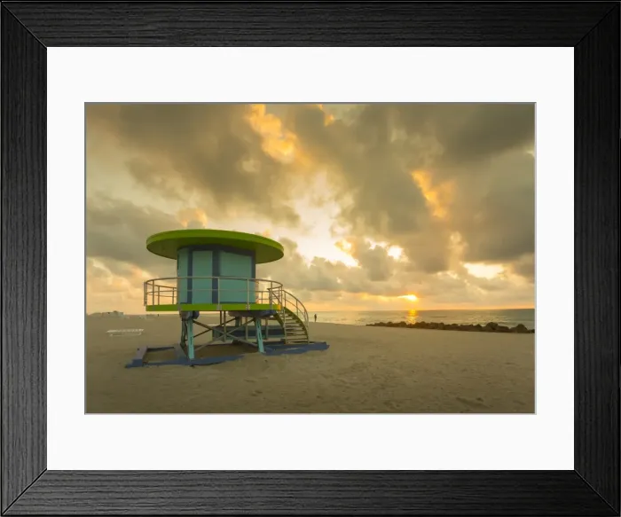 Framed Print : Lifeguard station on South Beach at sunrise, Miami Beach, Miami, Florida, United States of America Framed Print : Lifeguard station on South Beach at sunrise, Miami Beach, Miami, Florida, United States of America
