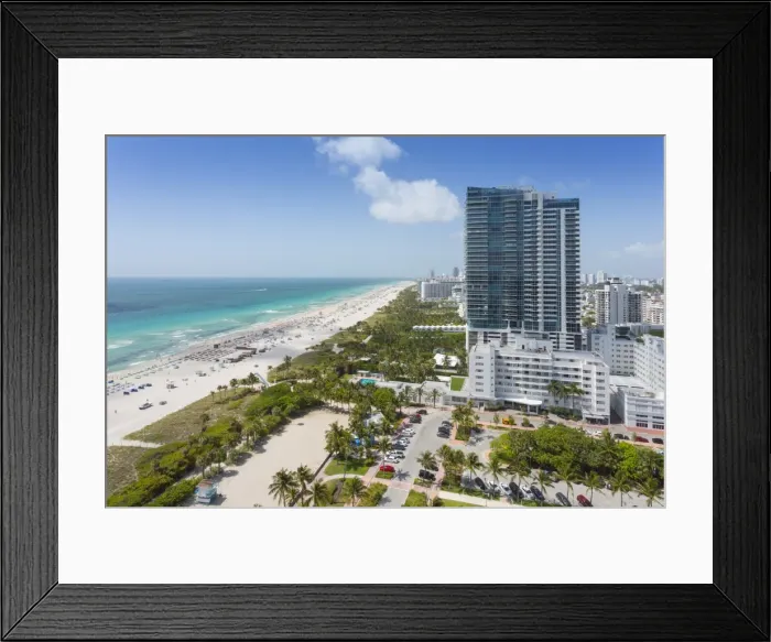 Framed Print : Elevated view of beach and hotels in South Beach, Miami Beach, Miami, Florida, United Framed Print : Elevated view of beach and hotels in South Beach, Miami Beach, Miami, Florida, United