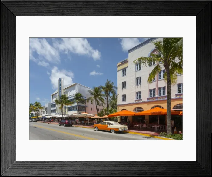 Framed Print : Vintage cab on Ocean Drive, South Beach, Miami Beach, Miami, Florida, United States of America Framed Print : Vintage cab on Ocean Drive, South Beach, Miami Beach, Miami, Florida, United States of America