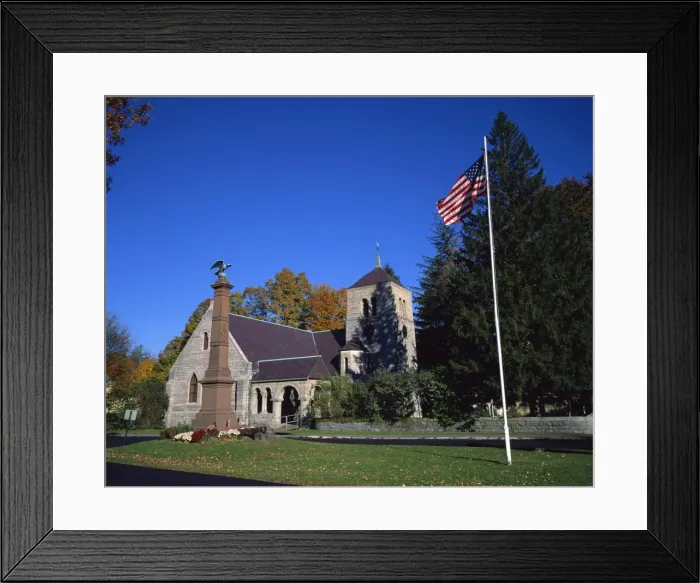 Framed Print : American flag flies outside St Framed Print : American flag flies outside St