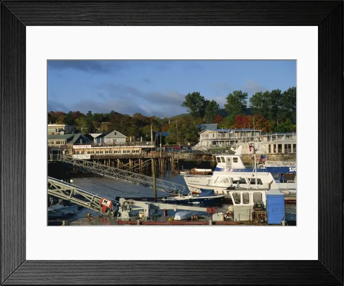Framed Print : Boats in the harbour and buildings on the waterfront Framed Print : Boats in the harbour and buildings on the waterfront