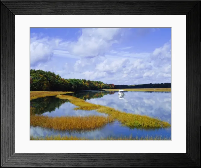 Framed Print : Still water reflecting the sky near Kennebunkport Framed Print : Still water reflecting the sky near Kennebunkport