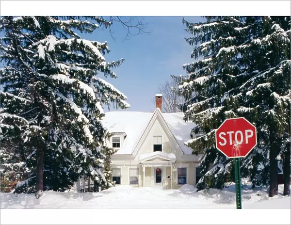 The New England town of Woodstock in Winter