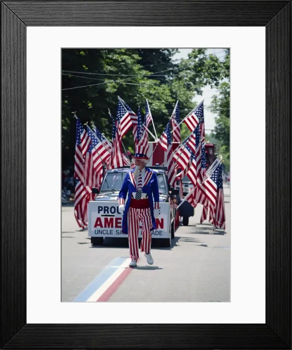 Framed Print : Uncle Sam leading Bristols famous 4th of July parade