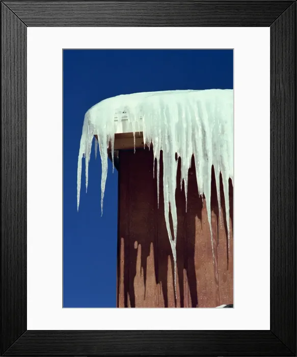 Framed Print : Icicles hanging from roof Framed Print : Icicles hanging from roof
