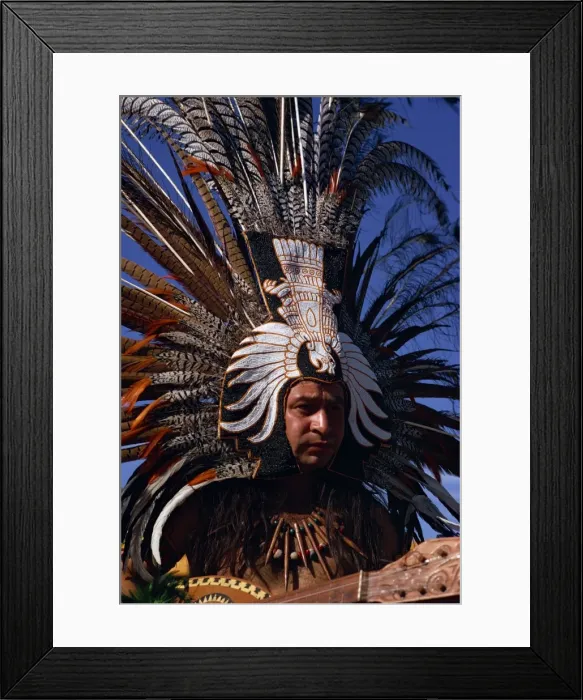 Framed Print : Native American wearing large head dress Framed Print : Native American wearing large head dress
