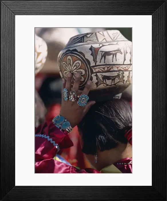 Framed Print : Close-up of woman wearing turquoise jewellery Framed Print : Close-up of woman wearing turquoise jewellery