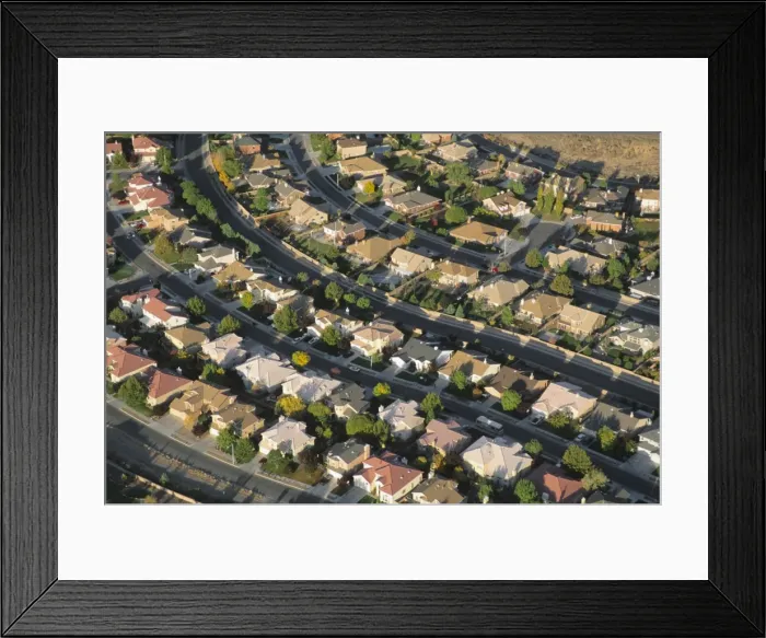 Framed Print : Aerial of suburbs Framed Print : Aerial of suburbs