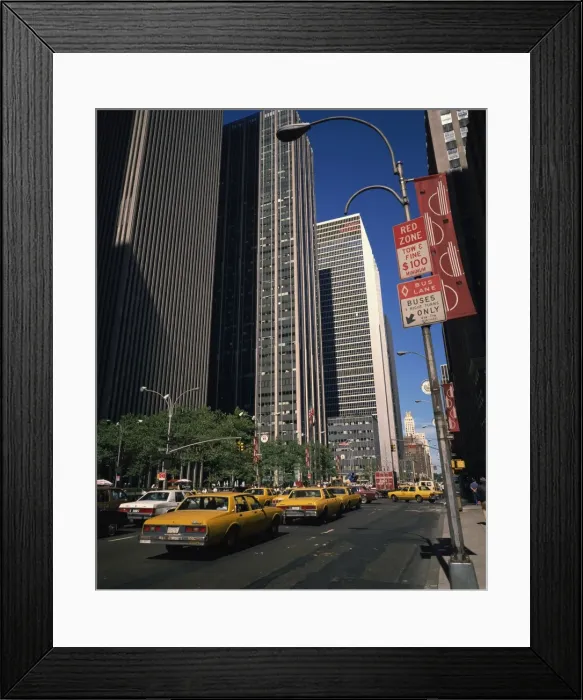 Framed Print : Street scene with yellow cabs Framed Print : Street scene with yellow cabs