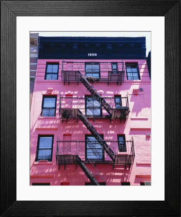 Framed Print : Pink facade and stairs in Soho