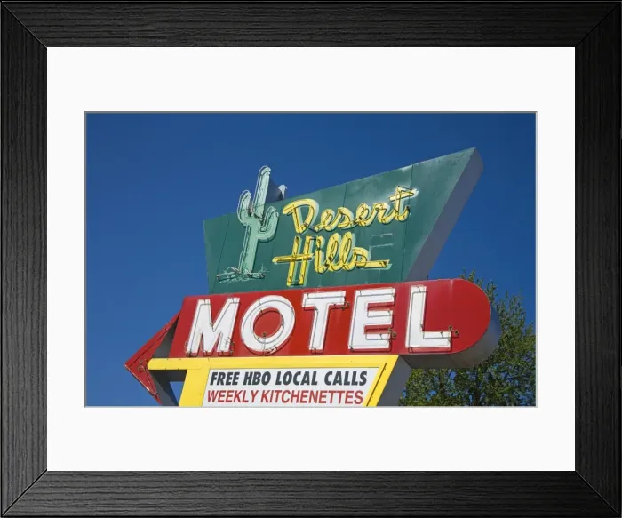 Framed Print : Desert Hills Motel Sign Framed Print : Desert Hills Motel Sign
