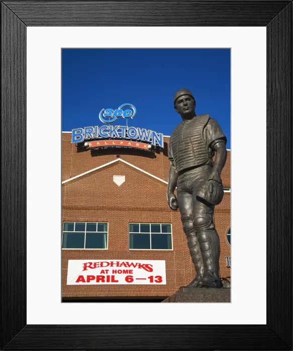 Framed Print : Johnny Bench statue outside Bricktown Baseball Park Framed Print : Johnny Bench statue outside Bricktown Baseball Park