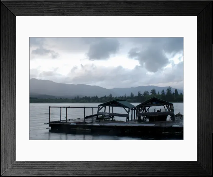Framed Print : Boats are covered due to the heavy rainfall on Lake Quinault Framed Print : Boats are covered due to the heavy rainfall on Lake Quinault